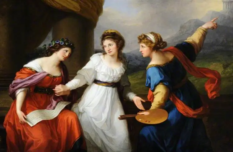 Angelica Kauffman- Self Portrait, the Artist Hesitating Between the Arts of Music and Painting