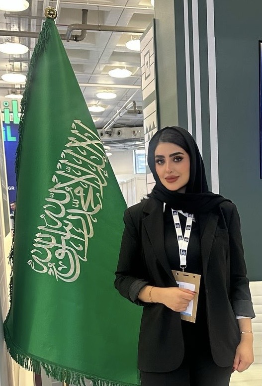 Amani Al Shehri at the Saudi Arabia exhibition at the London Book Fair